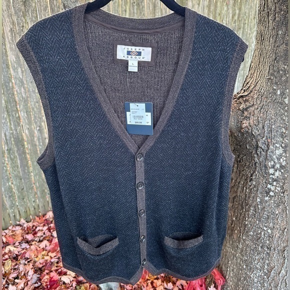 Joseph Abboud Men’s Merino Wool Black & Brown Suit Separates Vest (NWT) - Picture 2 of 7